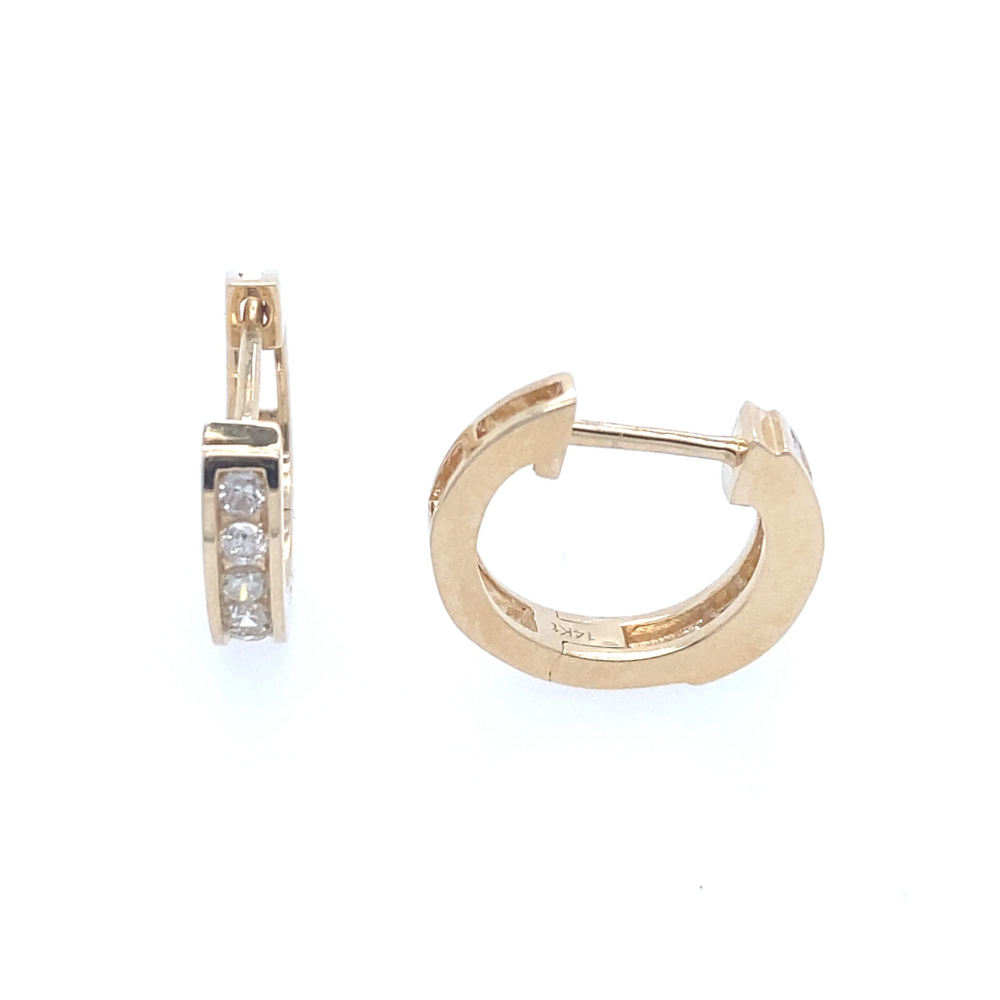 0.25Ct Diamond Huggie Earrings 14k YG