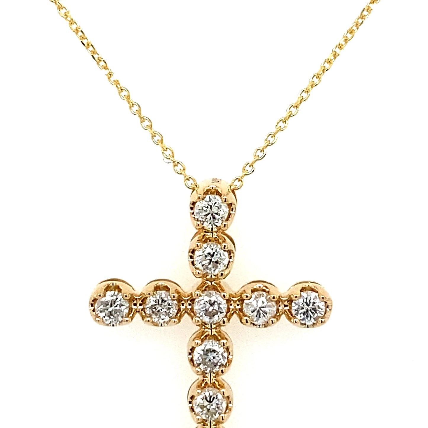 0.52Ct Diamond Cross Pendant w/Chain 14k YG