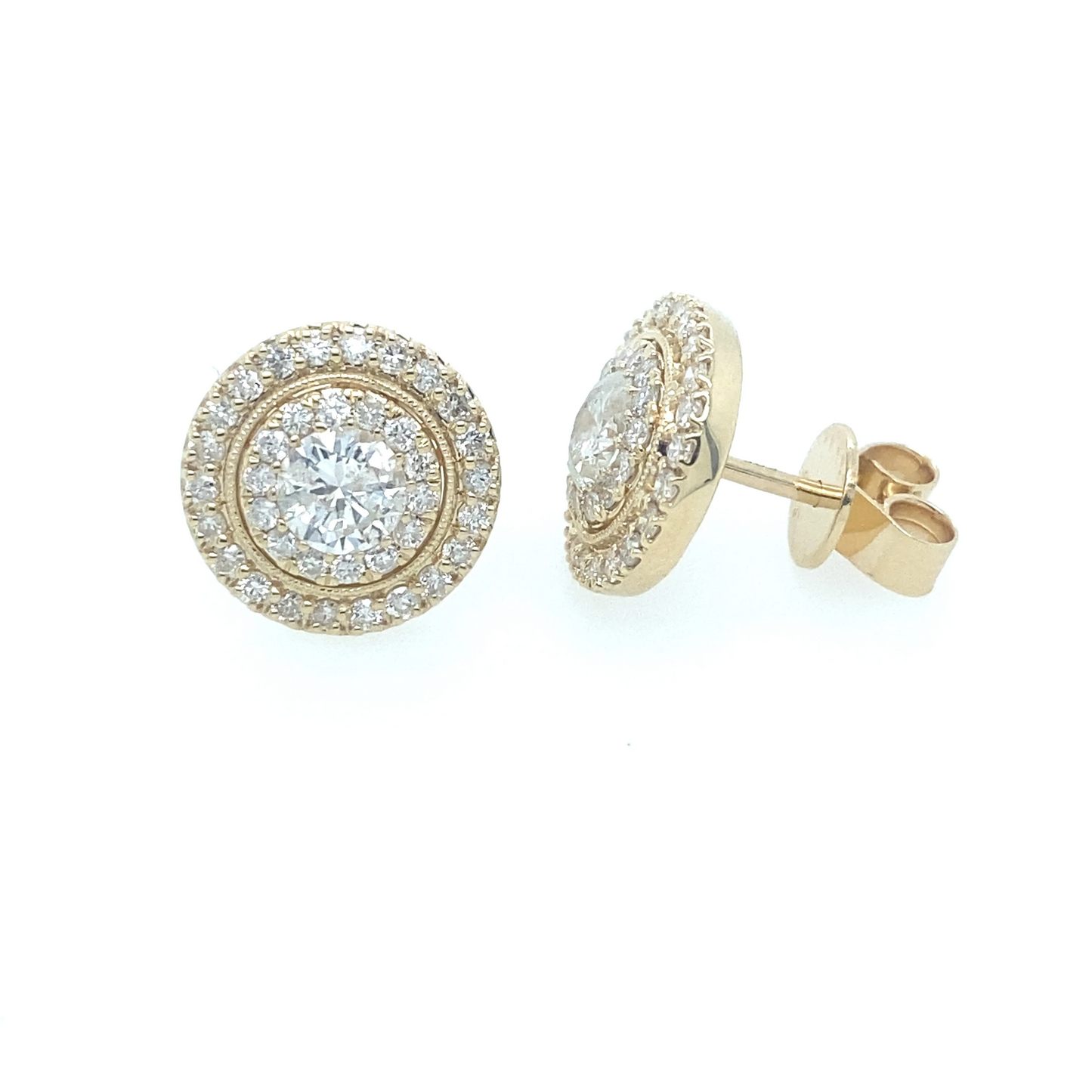 1.40Ct Diamond Cluster Stud Earrings 14k YG