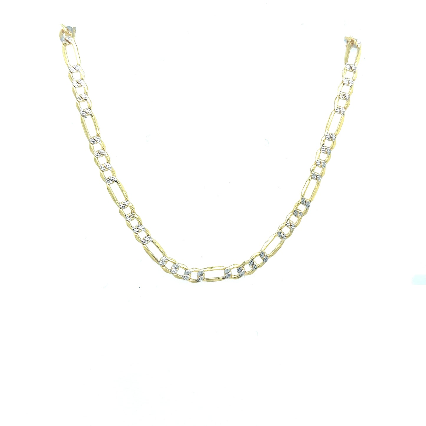 14k 3.4mm Hollow White Pave Figaro (20''=4.6gr)