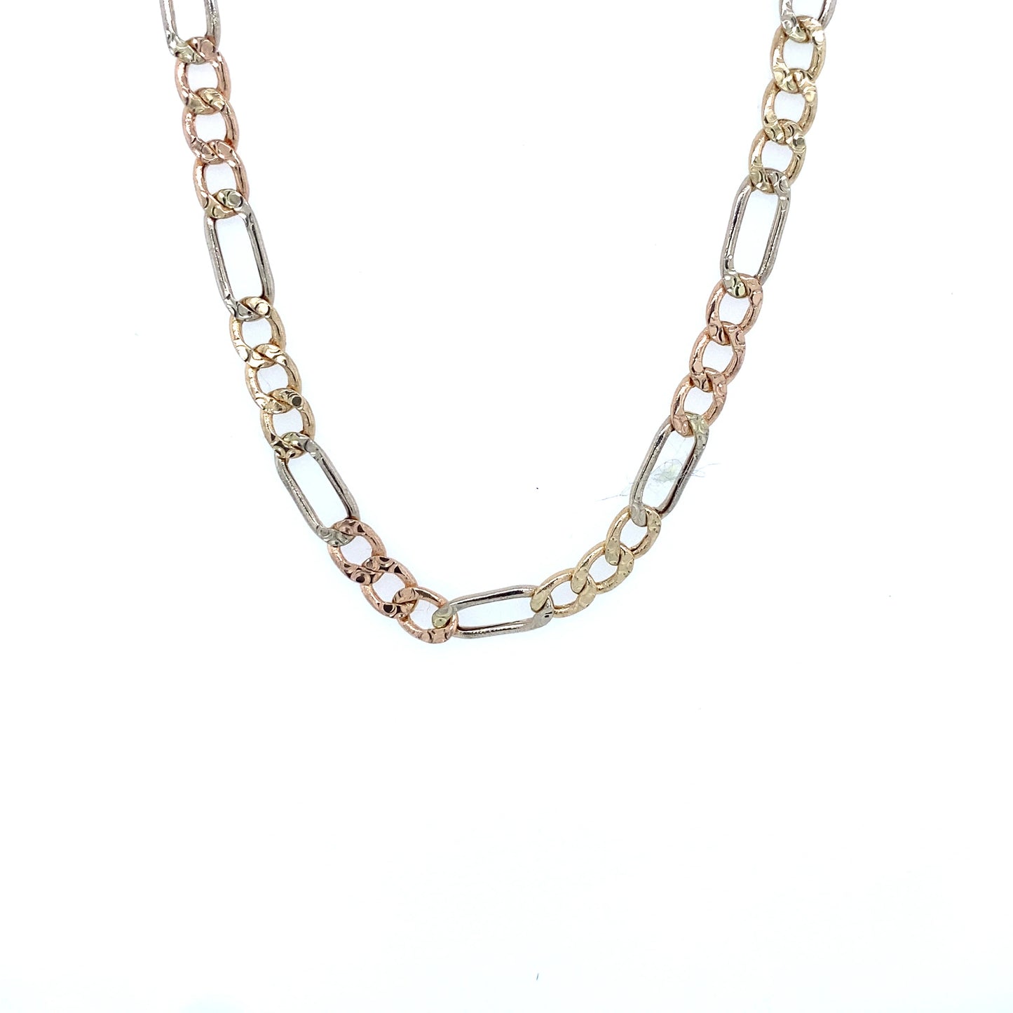 14k 4.5mm Tri-Color Hollow Figaro (20''=6.5gr)