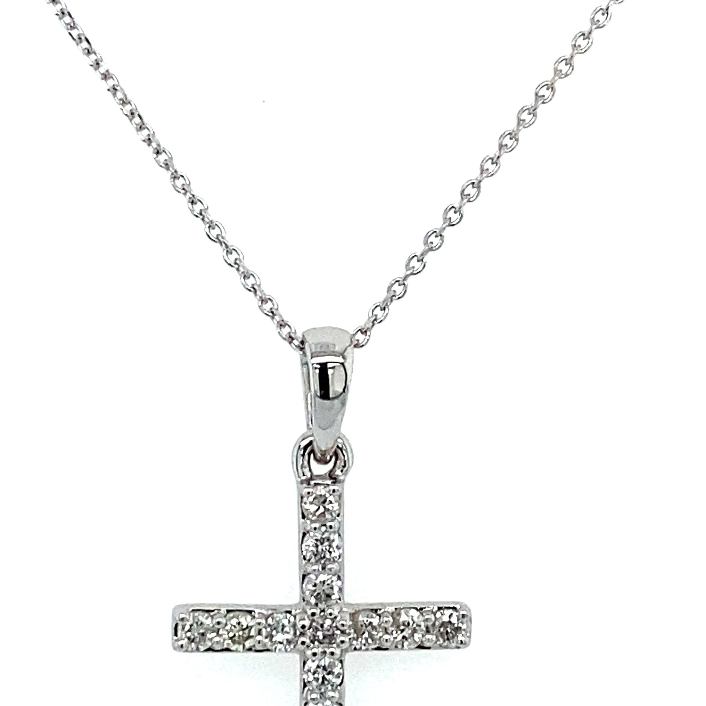 Copy of 0.32Ct Diamond Cross Pendant w/Chain 14k WG