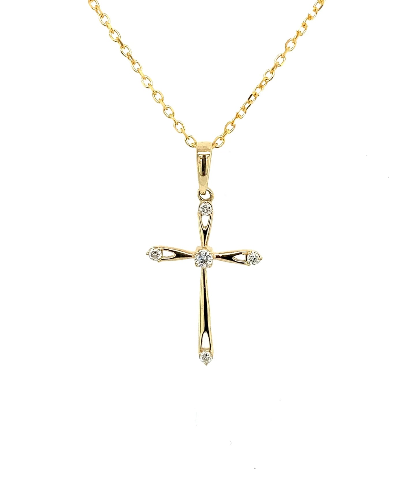 0.07Ct Diamond Cross Pendant w/Chain 14k YG