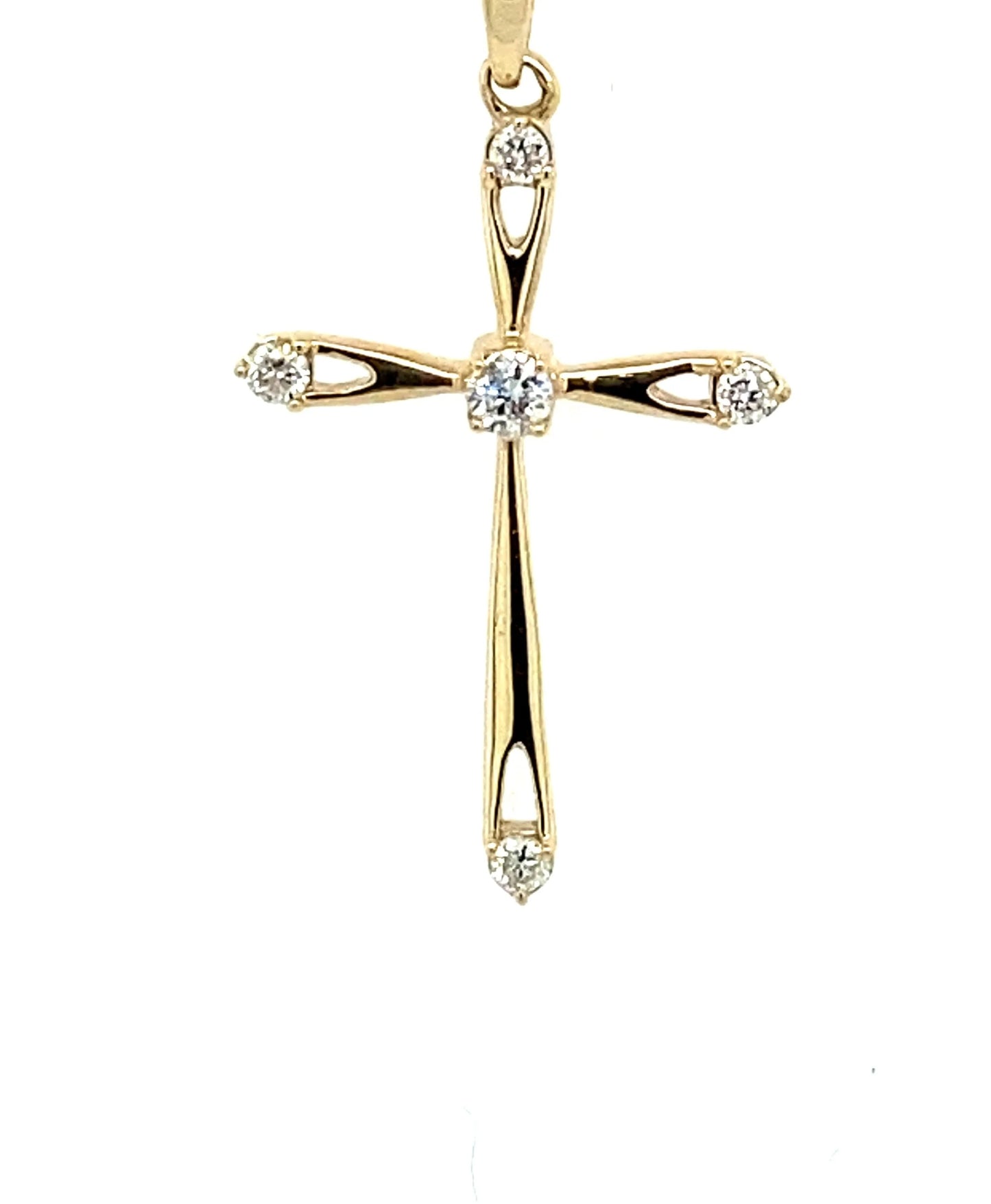 0.07Ct Diamond Cross Pendant w/Chain 14k YG