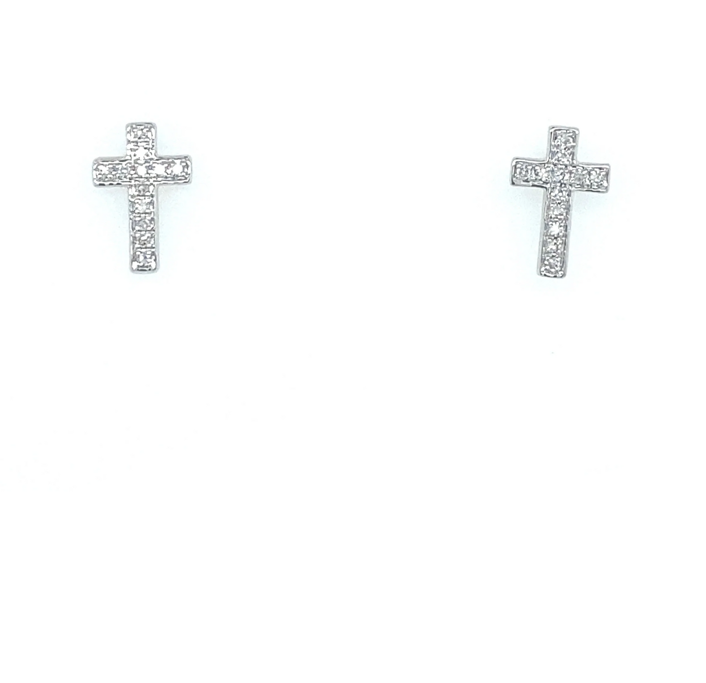 0.08Ct Diamond Cross Stud Earrings 14k WG