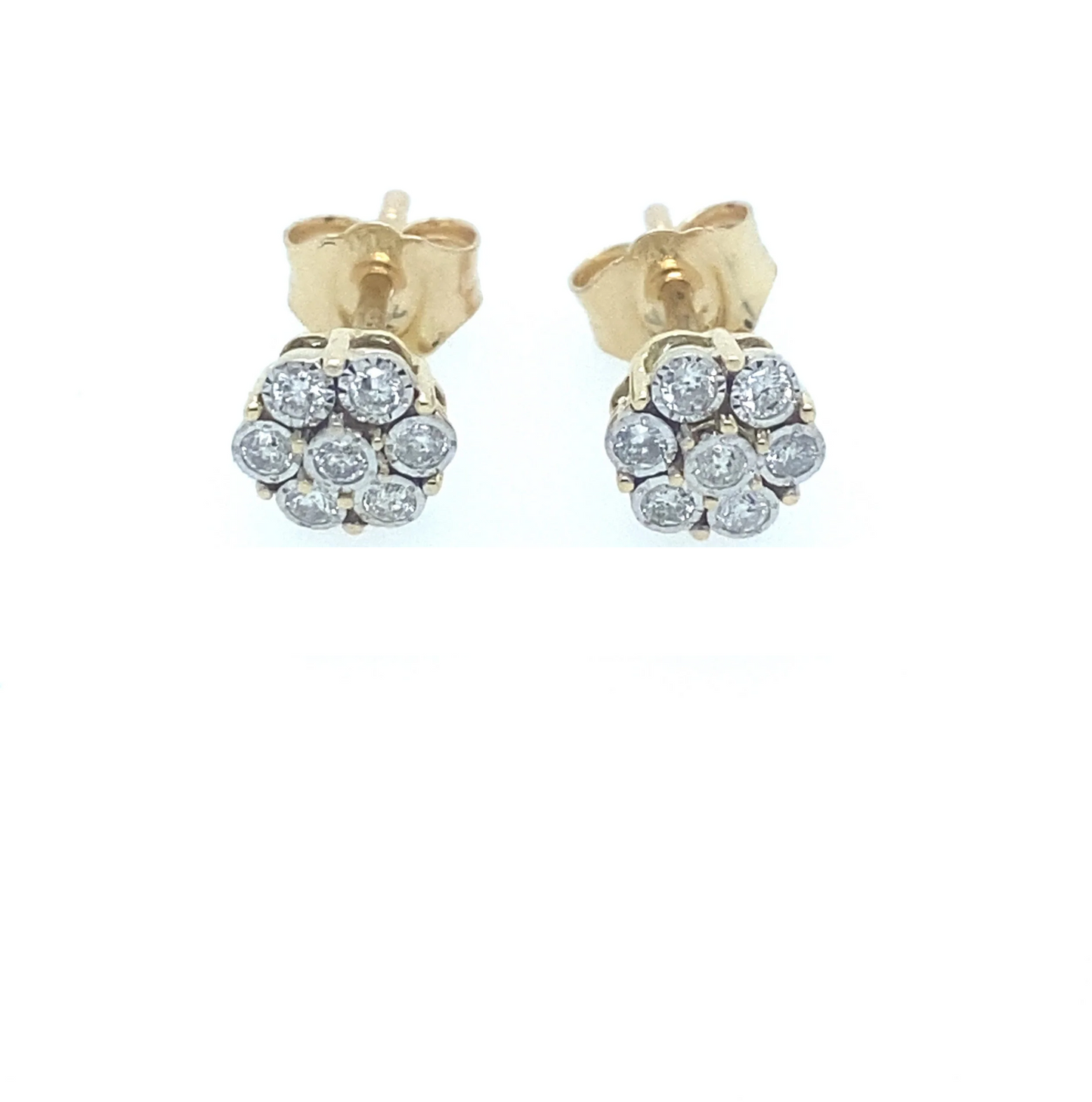 0.20Ct Diamond Flower Stud Earrings 14k YG