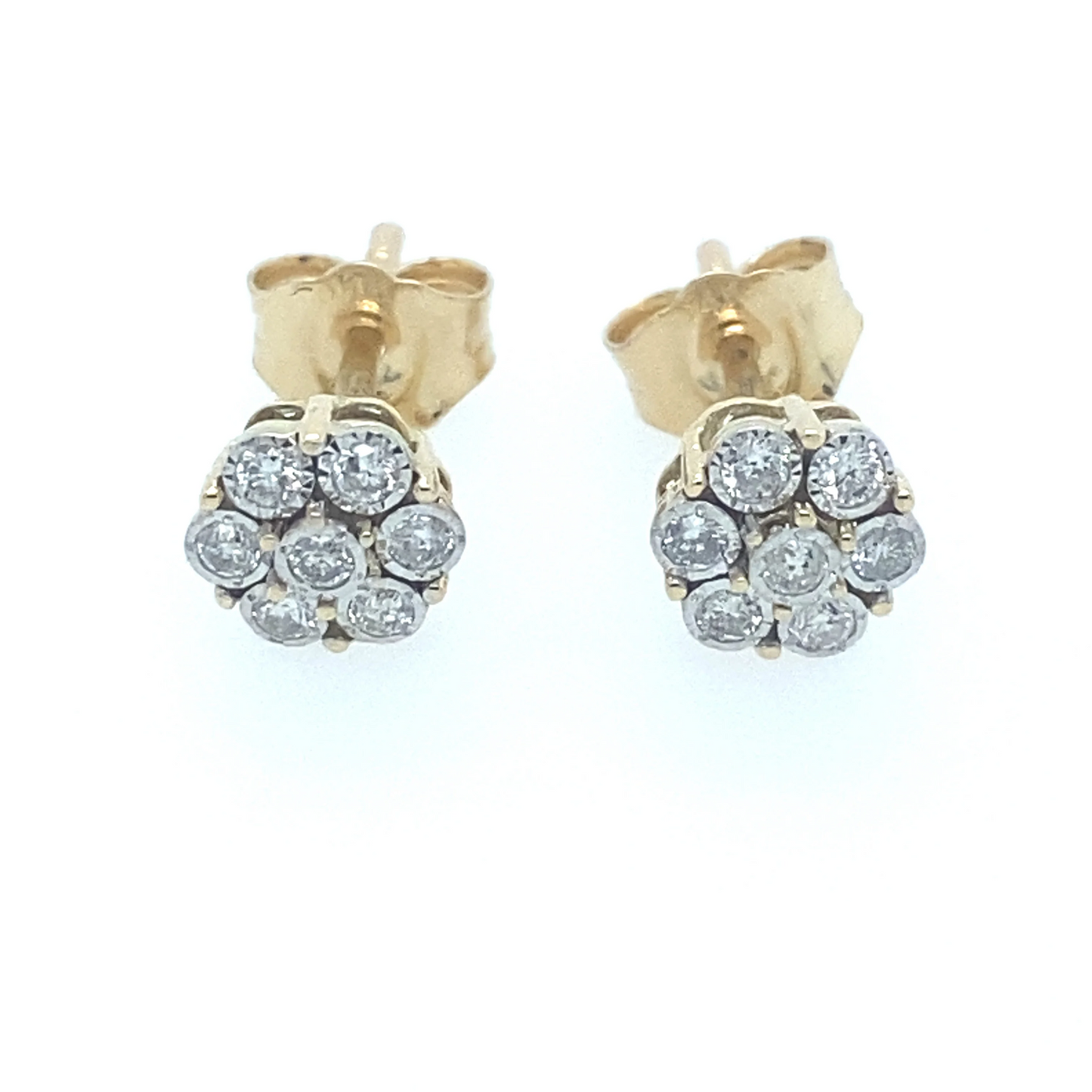 0.20Ct Diamond Flower Stud Earrings 14k YG