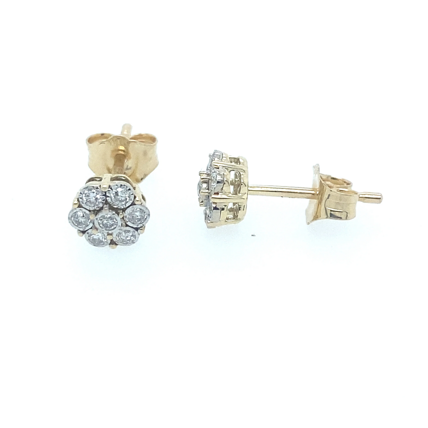0.20Ct Diamond Flower Stud Earrings 14k YG