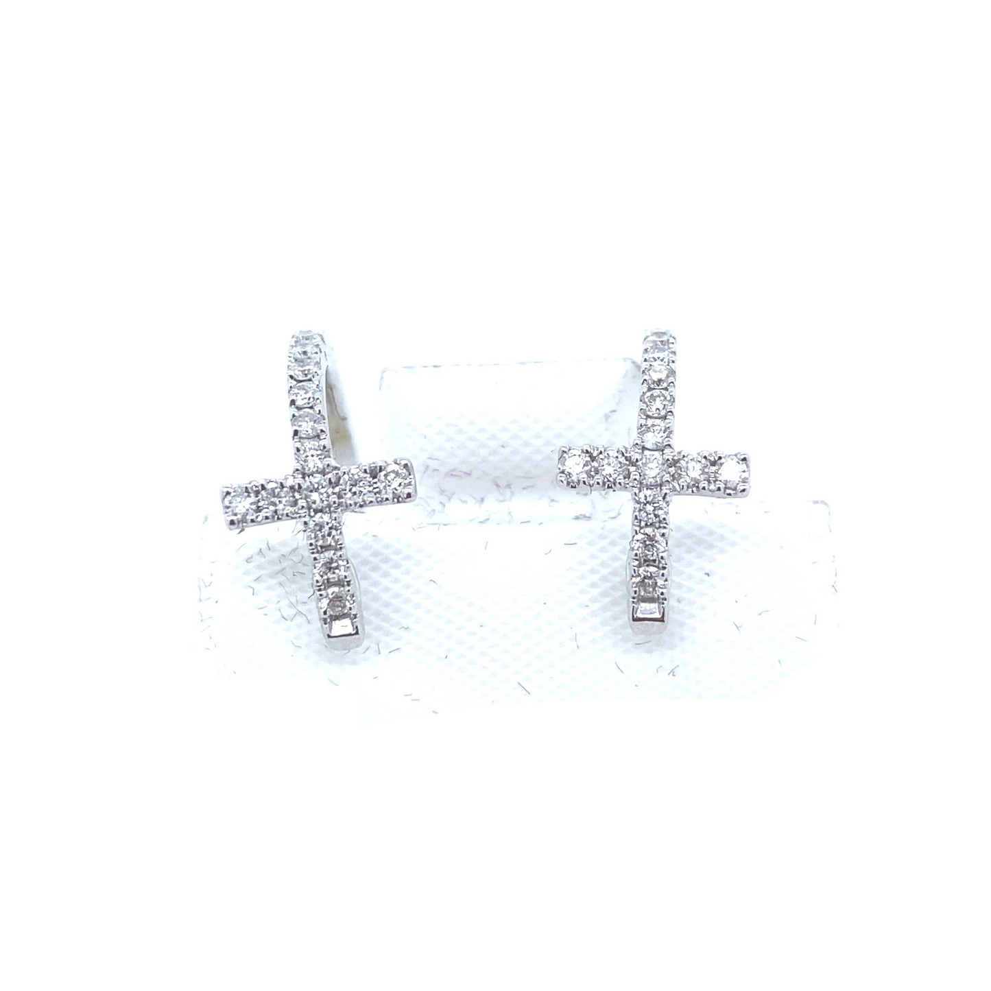 0.25Ct Diamond Huggie Cross Earrings 14k YG