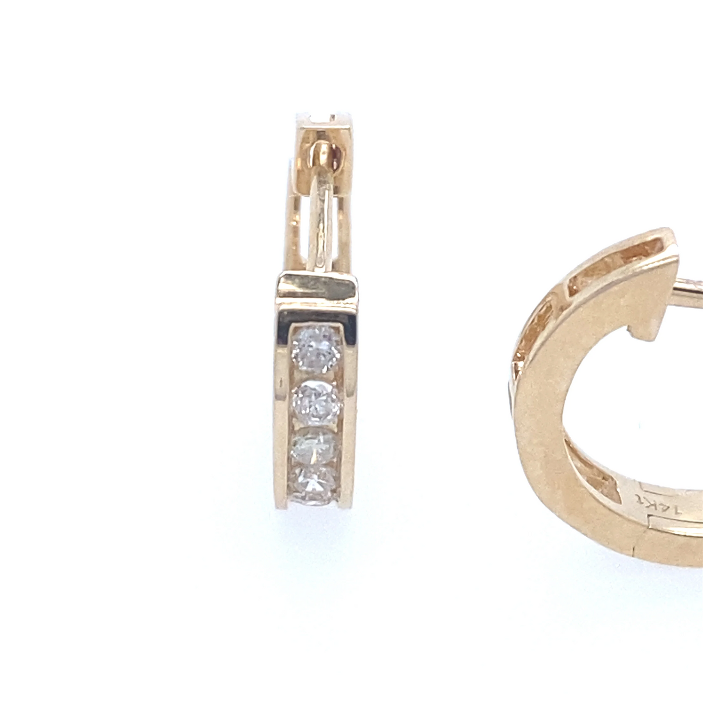 0.25Ct Diamond Huggie Earrings 14k YG