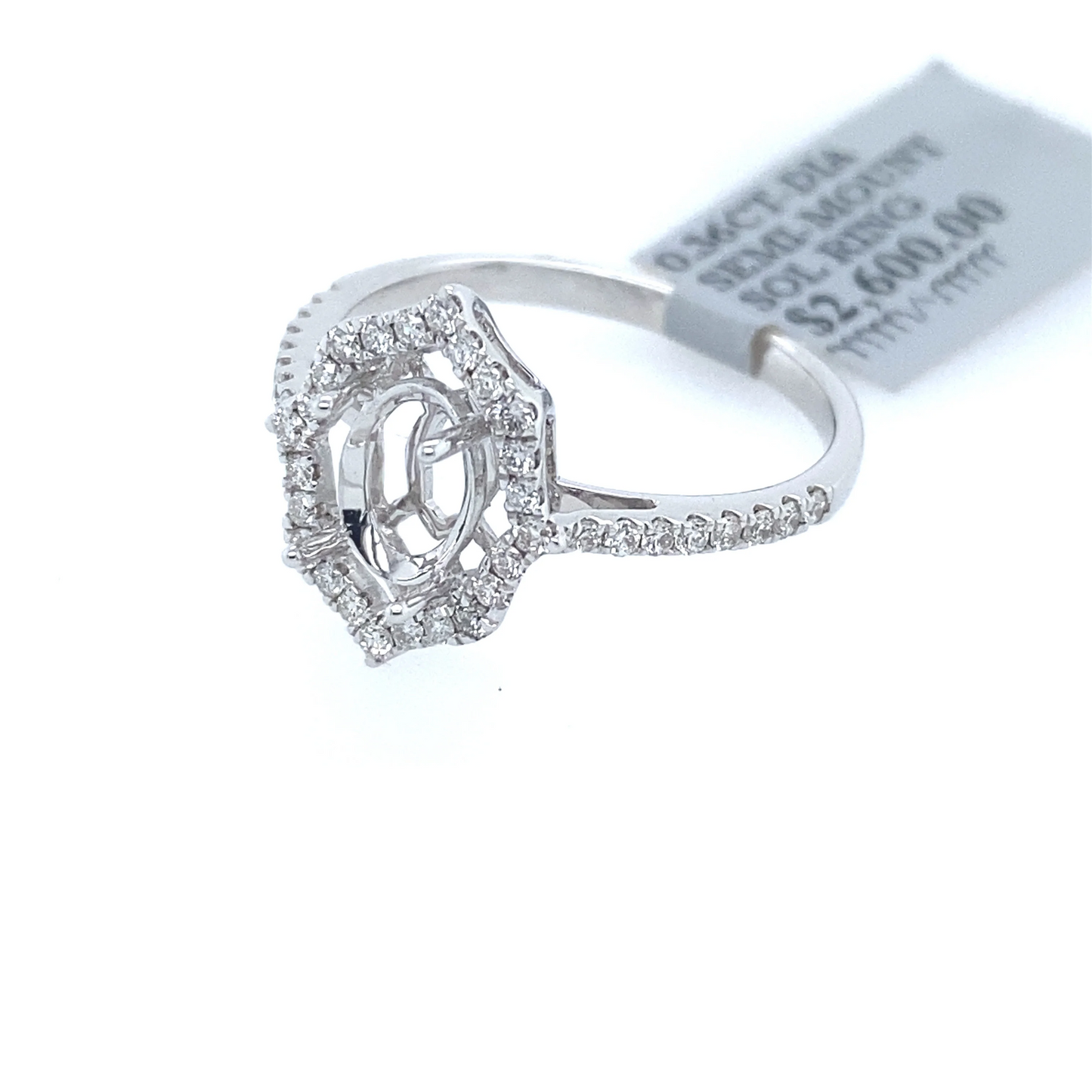 [Ring] 0.36Ct Diamond Oval Solitaire Semi-Mount Ring 14k WG