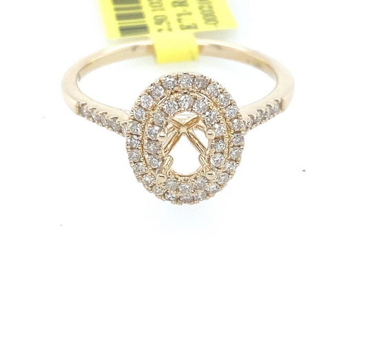 [Ring] 0.38Ct Diamond Oval Semi-Mount Ring 14k YG