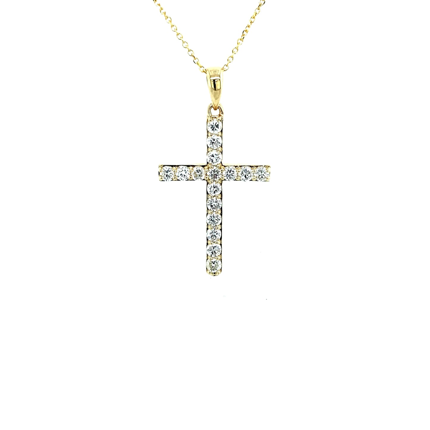 0.50Ct Diamond Cross Pendant w/Chain 14k YG