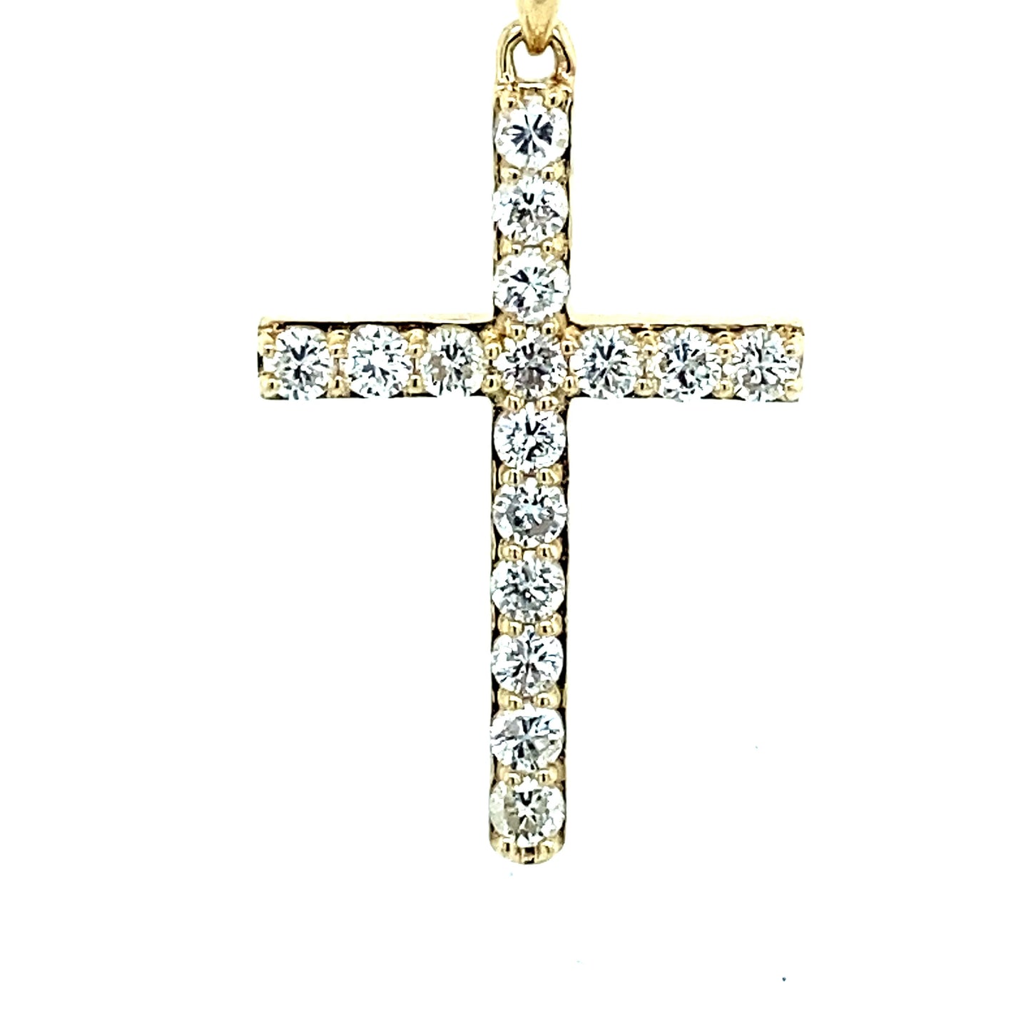 0.50Ct Diamond Cross Pendant w/Chain 14k YG