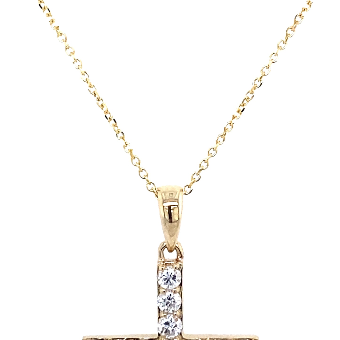 0.50Ct Diamond Cross Pendant w/Chain 14k YG