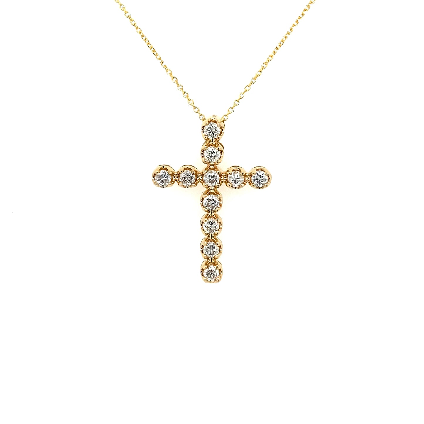 0.52Ct Diamond Cross Pendant w/Chain 14k YG