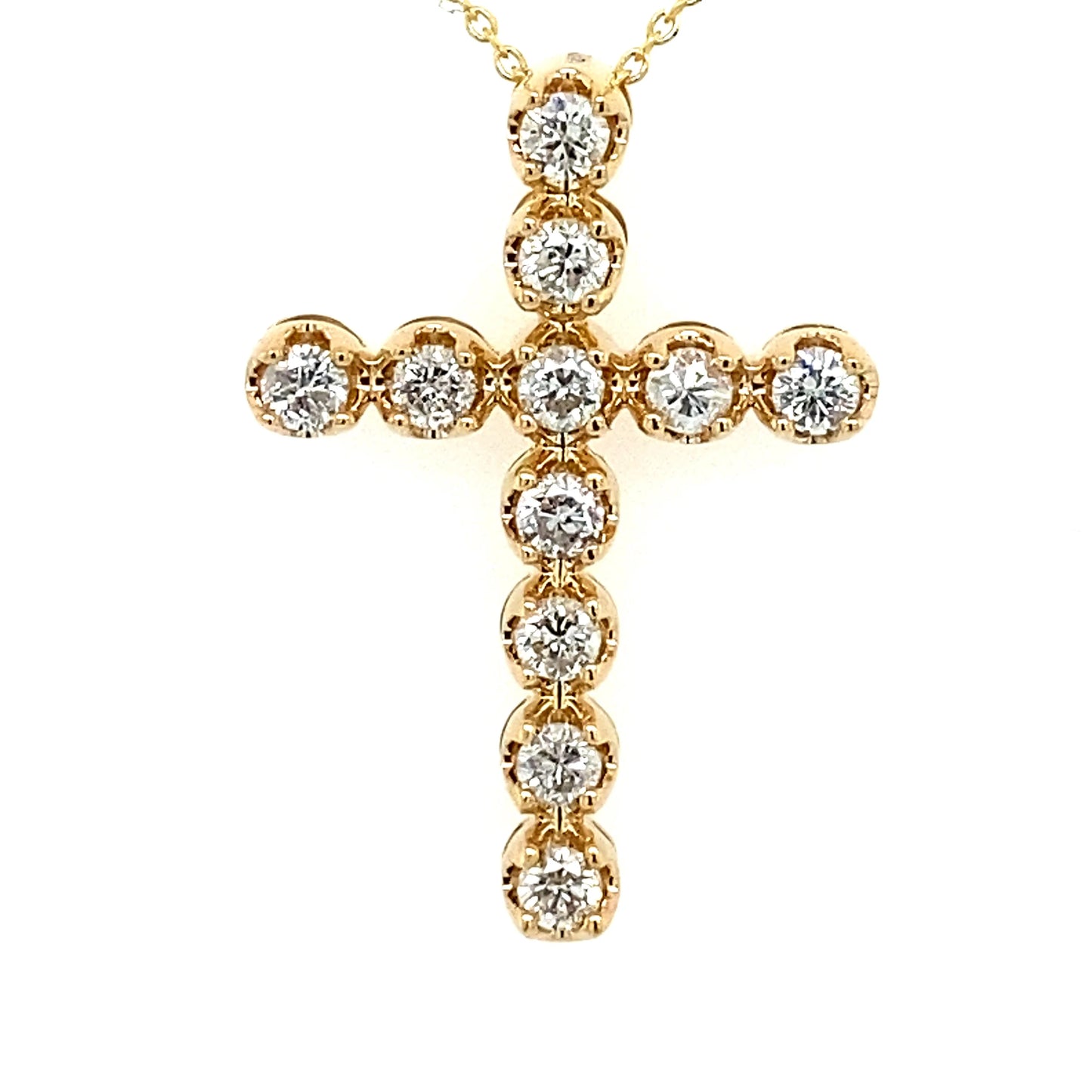 0.52Ct Diamond Cross Pendant w/Chain 14k YG