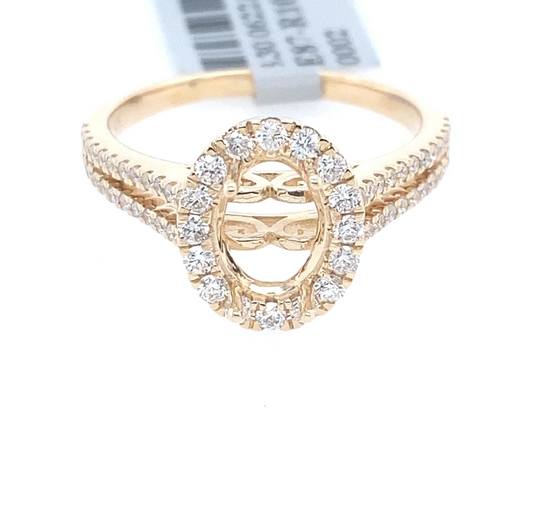 [Ring] 0.54Ct Diamond Oval Semi-Mount Ring 14k YG