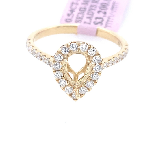 [Ring] 0.54Ct Diamond Pear Semi-Mount Ring 14k YG