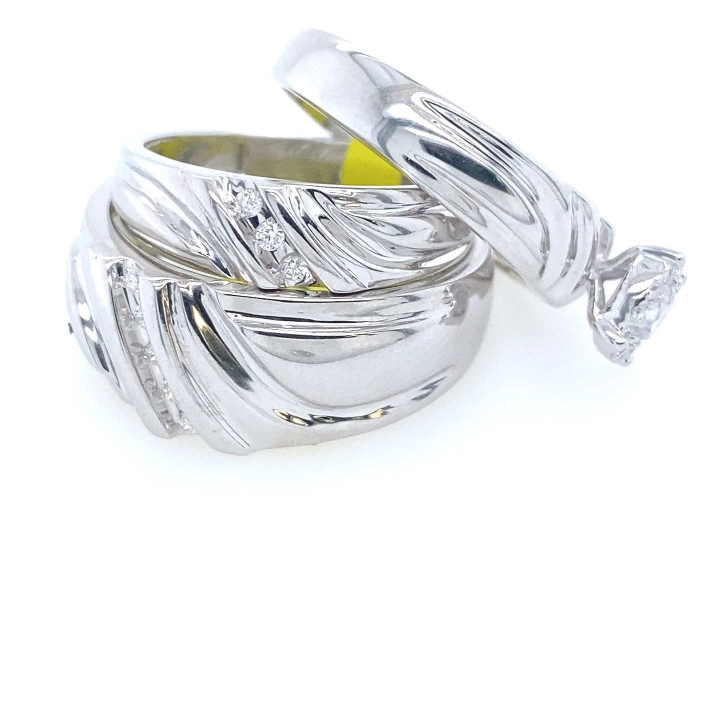 [Ring] 0.56Ct Diamond Bridal Trio Ring Set 14k WG