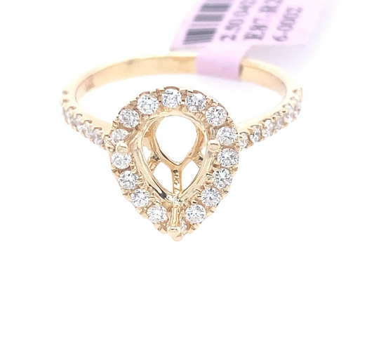 [Ring] 0.58Ct Diamond Pear Semi-Mount Ring 14k YG