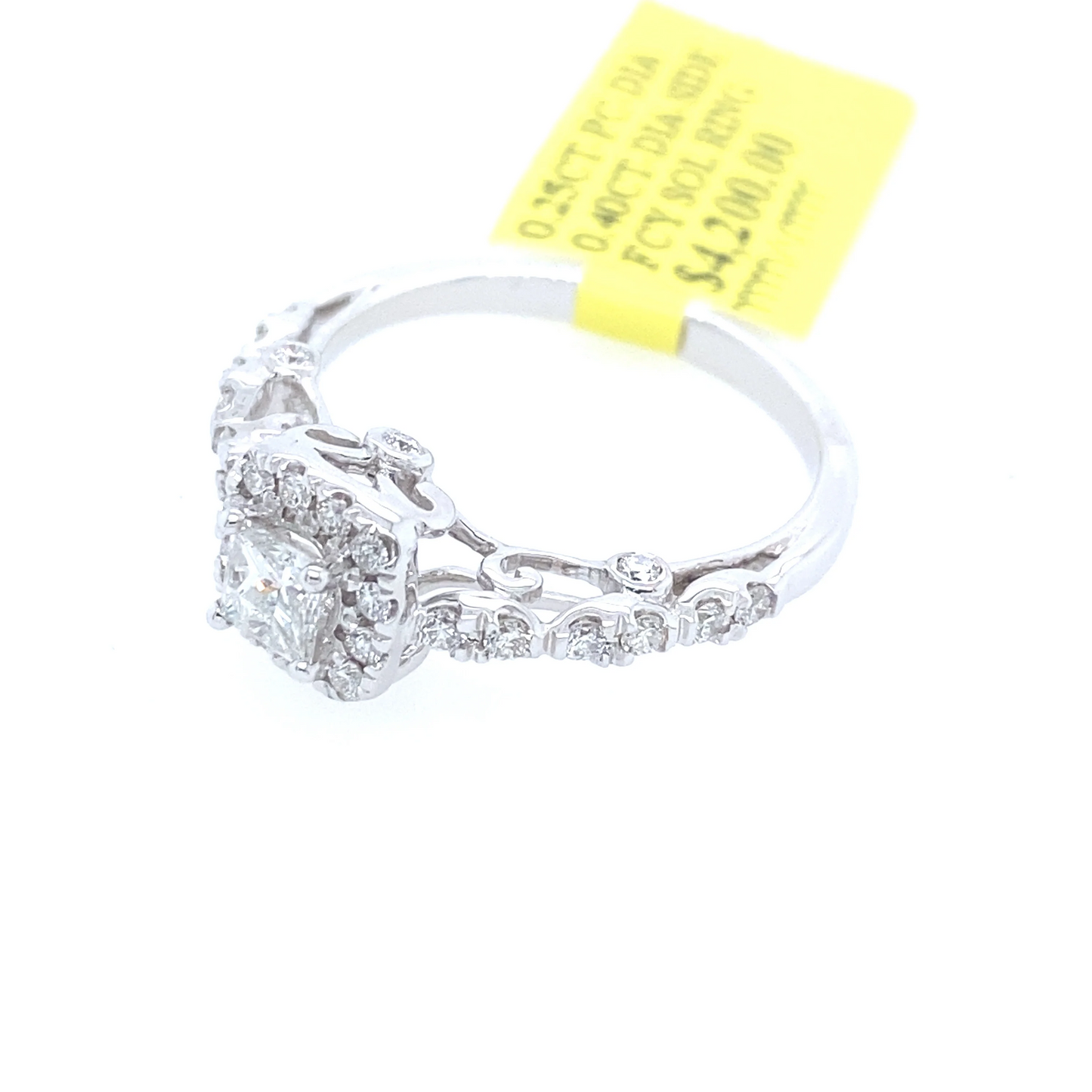 [Ring] 0.65Ct Princess Cut Diamond Solitaire Ring 14k WG