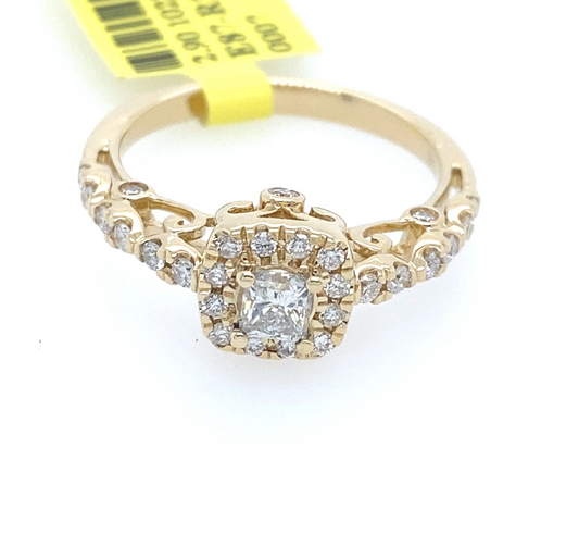 [Ring] 0.72Ct Princess Cut Diamond Solitaire Ring 14k YG