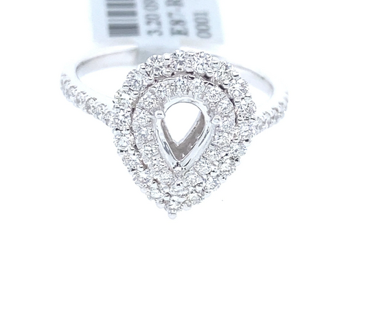 [Ring] 0.74Ct Diamond Pear Semi-Mount Ring 14k WG