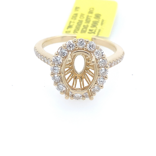 [Ring] 0.78Ct Diamond Oval Semi-Mount Ring 14k YG