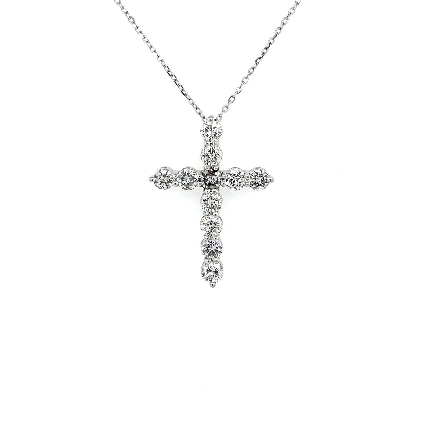 0.81Ct Diamond Cross Pendant w/Chain 14k WG