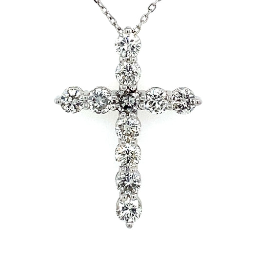 0.81Ct Diamond Cross Pendant w/Chain 14k WG