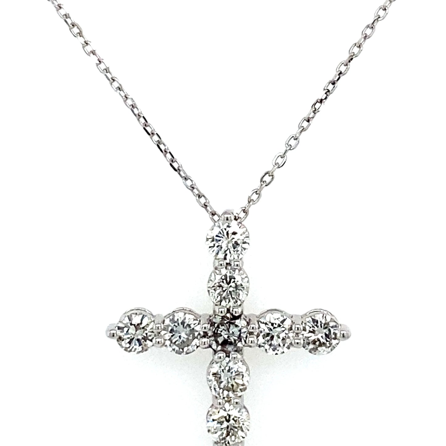0.81Ct Diamond Cross Pendant w/Chain 14k WG