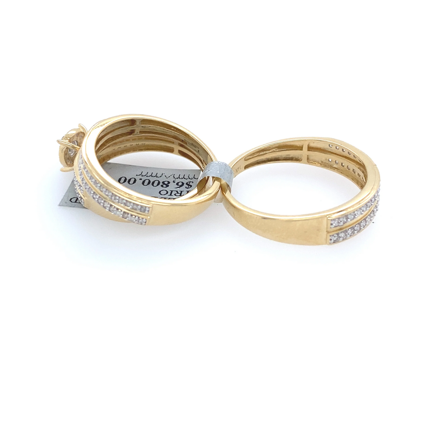 [Ring] 0.84Ct Diamond Trio Ring Set 14k YG