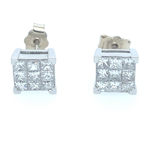 1.00Ct Diamond Stud Earrings 14k WG