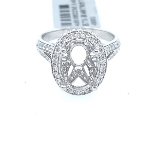 [Ring] 1.12Ct Diamond Oval Semi-Mount Ring 14k WG