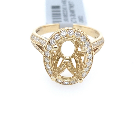 [Ring] 1.12Ct Diamond Oval Semi-Mount Ring 14k YG