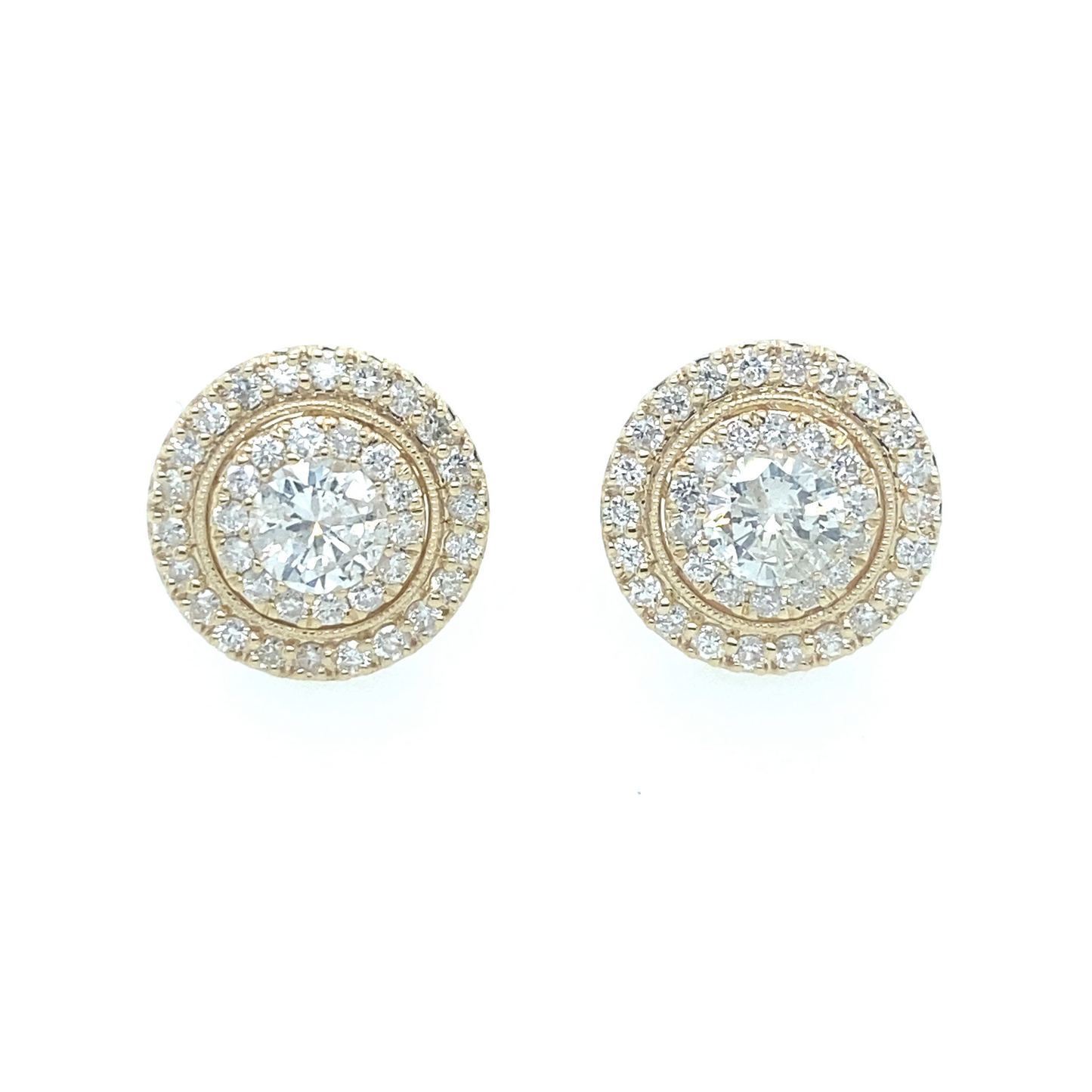 1.40Ct Diamond Cluster Stud Earrings 14k YG