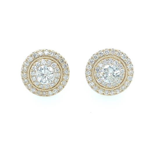 1.40Ct Diamond Cluster Stud Earrings 14k YG