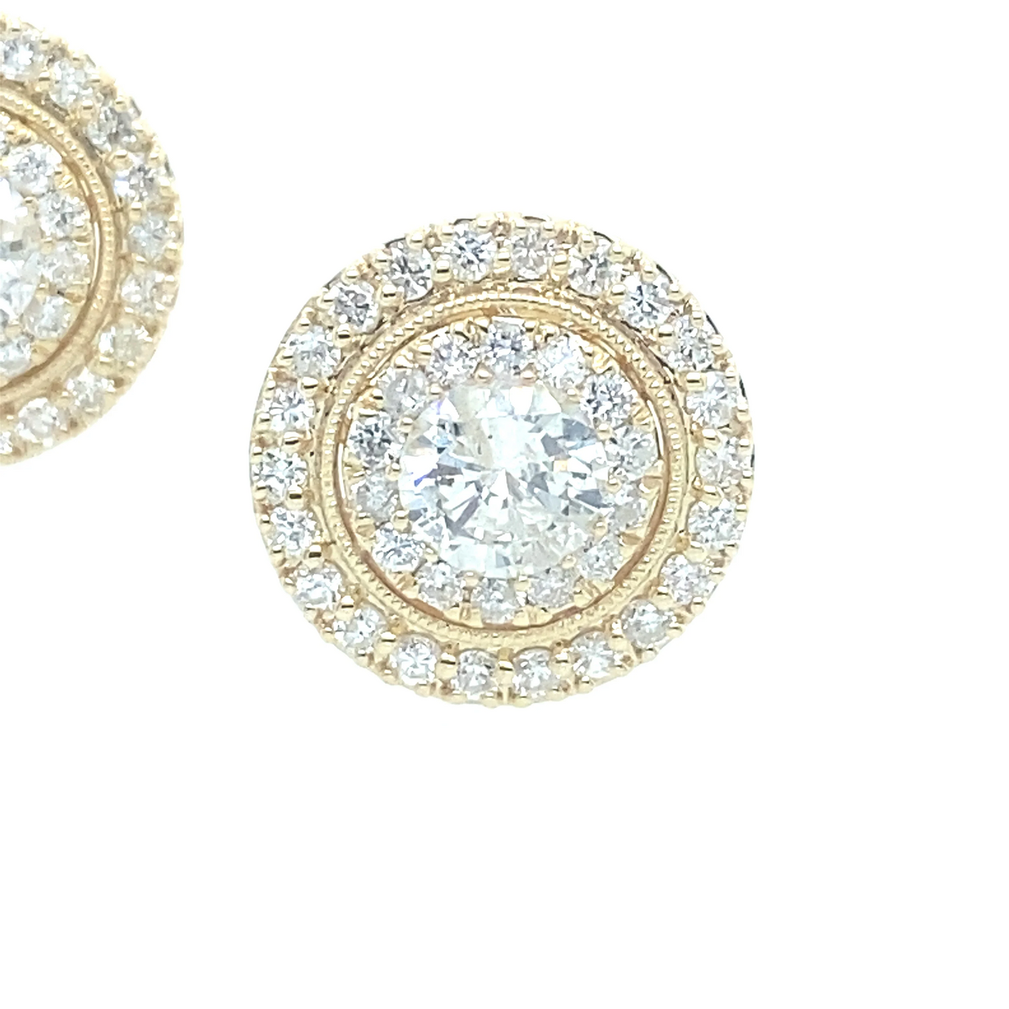 1.40Ct Diamond Cluster Stud Earrings 14k YG