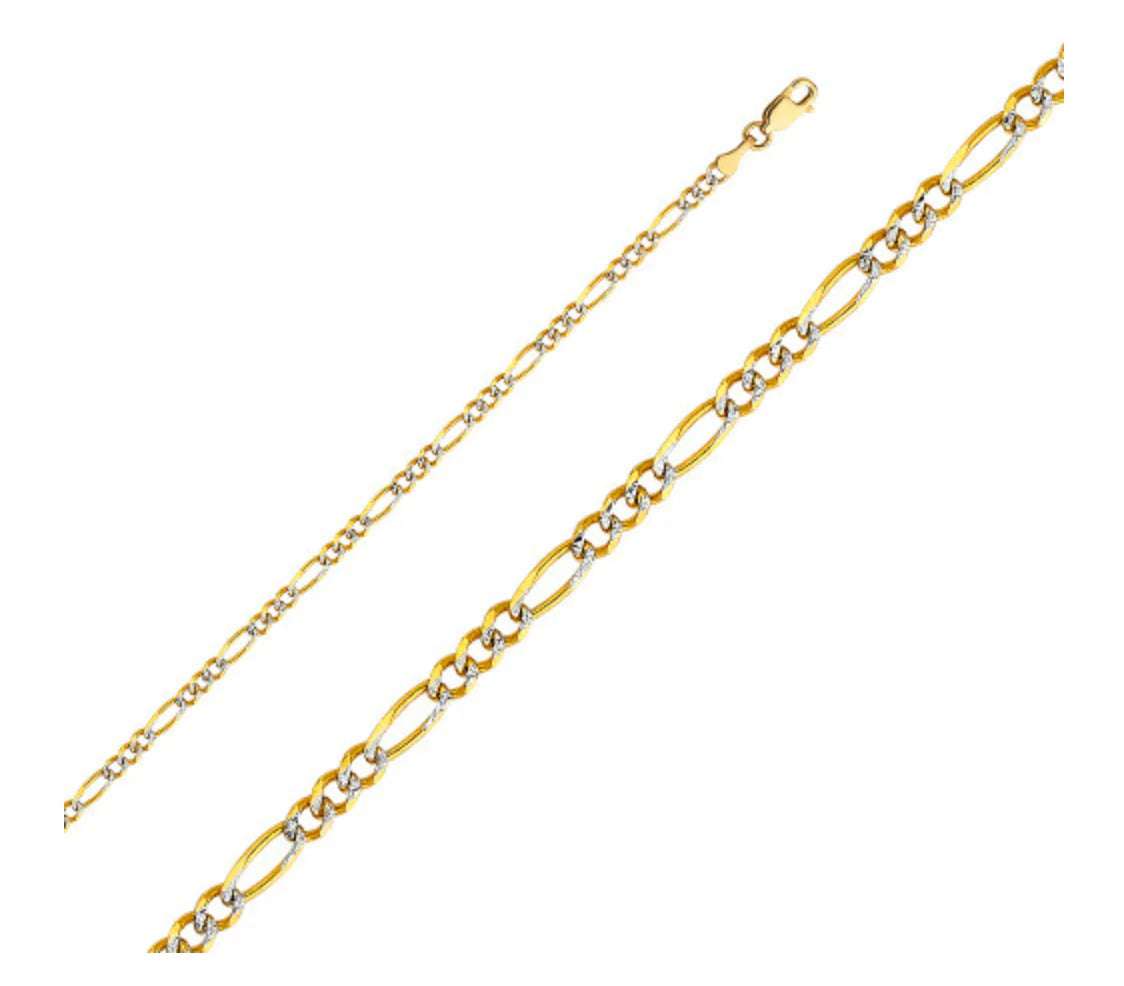 10k 2.5mm White Pave Figaro (20''=3.76gr)
