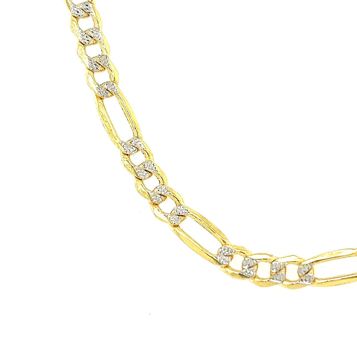 10k 4mm White Pave Hollow Figaro (20''=6.82gr)