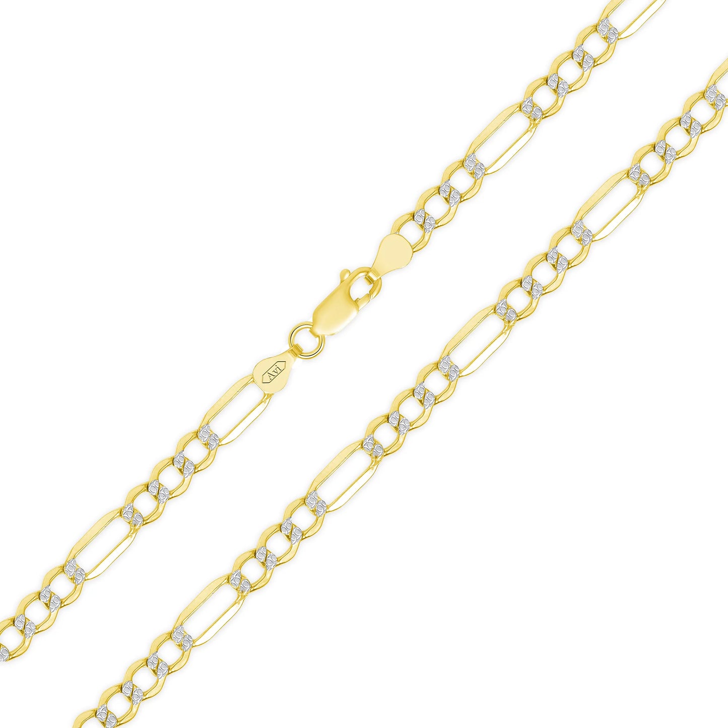 10k 4mm White Pave Hollow Figaro (20''=6.82gr)