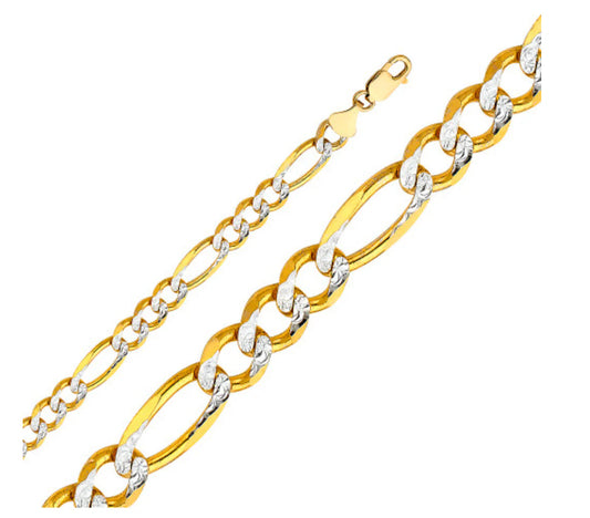 10k 9mm White Pave Hollow Figaro (20''=27.1gr)