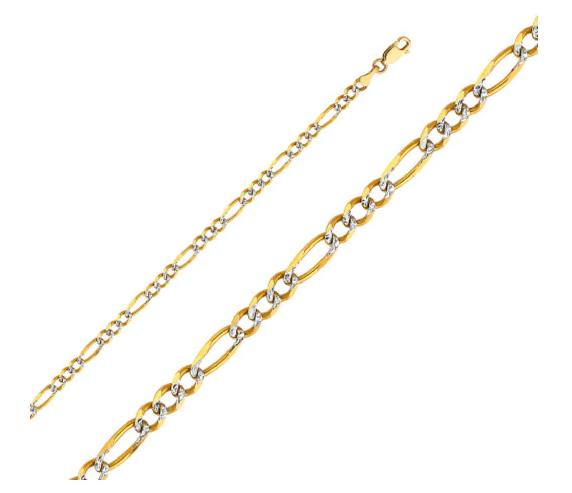 10k 3.4mm White Pave Figaro (20''=6.92gr)