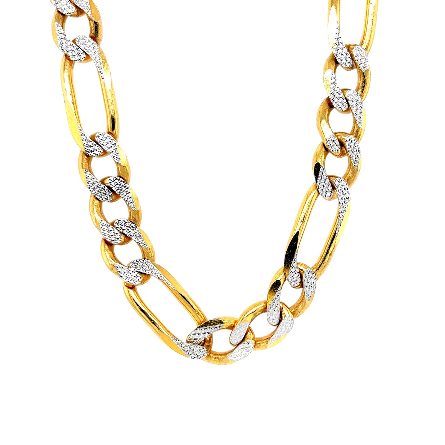 14k 10mm White Pave Figaro Concave (20''=68gr)