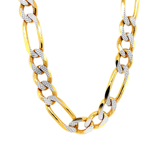 14k 10mm White Pave Figaro Concave (20''=68gr)