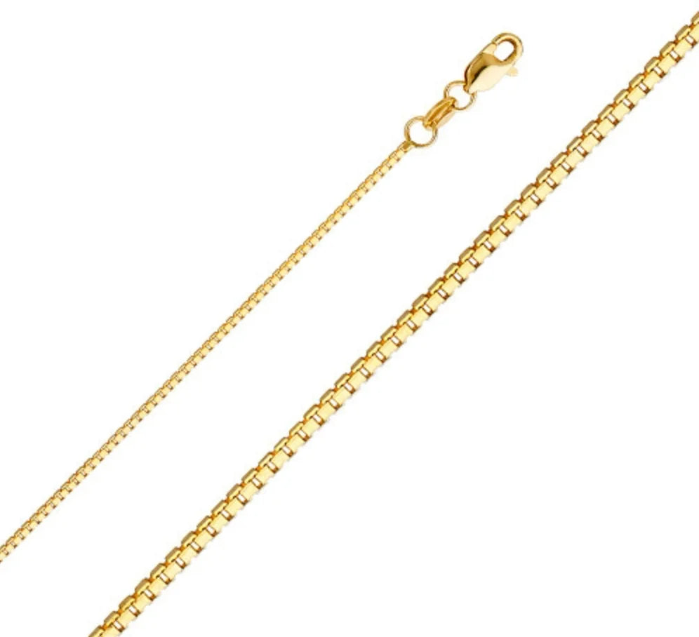 14k 1mm Box Chain DC (18''=3.2gr)