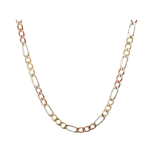 14k 3.1mm Tri-Color Hollow Figaro (20''=4.5gr)