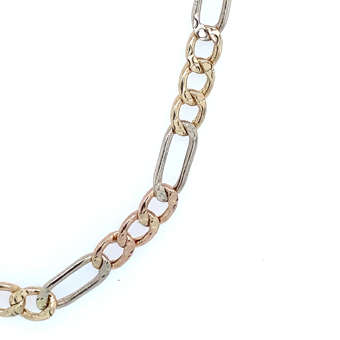 14k 4.5mm Tri-Color Hollow Figaro (20''=6.5gr)