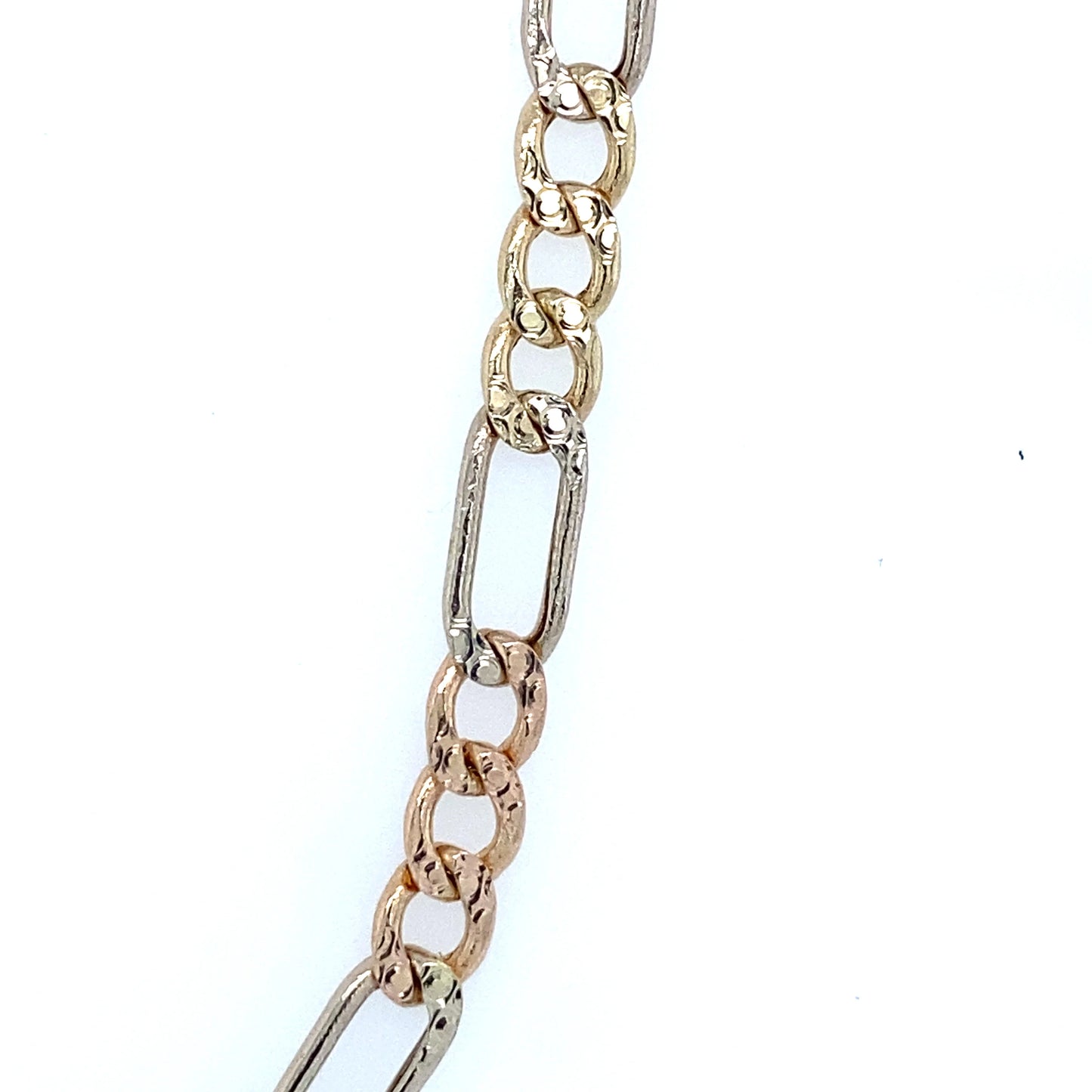 14k 5.1mm Tri-Color Hollow Figaro (20''=11.0gr)